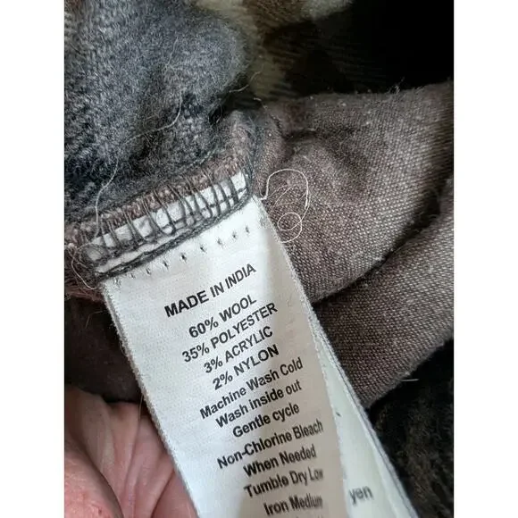 Prana Bolster Wool Blend Flannel Hooded Jacket Mens Medium Gray Plaid - Picture 8 of 11